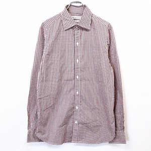 UNITED ARROWS GREEN LABEL RELAXING ユナイテッドアローズ M メンズ 男性 シャツ チェック ポケット無し SLIM FIT 長袖 綿100% 赤×紺×白