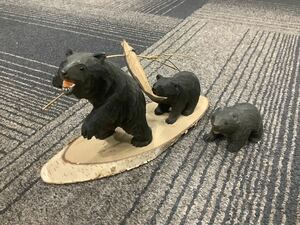 彫刻 置物 小さい熊 クマ 木彫り 民芸品 【C061】