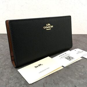 送料込み！ 未使用品 COACH 長財布 C8329 ブラック ロゴ 356