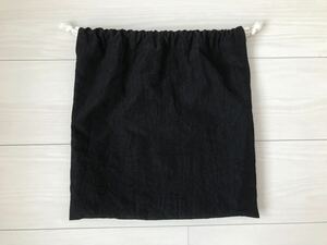 ■スイムバックなどに 巾着型ナイロンバッグ ブラック/黒 34×33.5cm USED 使用感あり 送料230円■