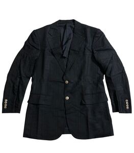 ■ BURBERRY バーバリー ■ ホース ロゴ メタル釦 シャドーノバチェック柄 肩パッド入 シルク混 ウール ブレザー ジャケット 90-78-165 A4