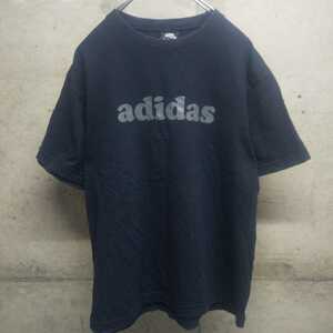 adidas / アディダス Tシャツ L 万国旗 半袖 ブラック 古着 used シンプル 