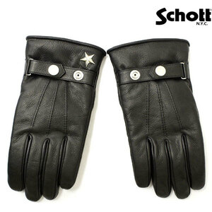 Schott (ショット) 4970002 ONESTAR WINTER GLOVE SHORT ワンスター ウィンター レザーグローブ ショート 日本製 10BLACK M