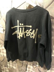 ヴィンテージ　2003年 ★ STUSSY ステューシー スウェット ロゴ バックプリント サイズL ブラック　FK