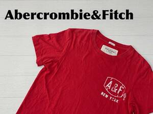 ☆送料無料☆ Abercrombie&Fitch アバクロンビー&フィッチ アバクロ 古着 半袖 バックプリント Tシャツ メンズ M レッド トップス 中古