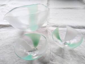 富山ガラス工房　越翡翠硝子　酒器揃　工芸　酒器セット