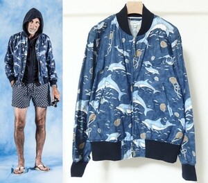 Engineered Garments エンジニアードガーメンツ Aviator Jacket Dolphin Print アビエイター ジャケット M ドルフィン イルカ