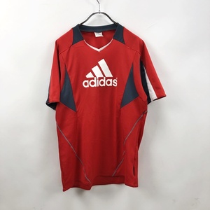 Adidas/アディダス 半袖Tシャツ ビックロゴ メッシュ素材 スポーツウェア レッド サイズO