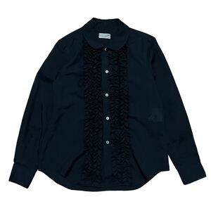 希少 90s robe de chambre comme des garcons フリル　ブラックシャツ　長袖　ローブドシャンブル　コムデギャルソン　黒 