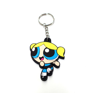 ラバーキーホルダー The Powerpuff Girls バブルス　パワーパフガールズ (5.1x4.7cm) キーリング アメリカン雑貨