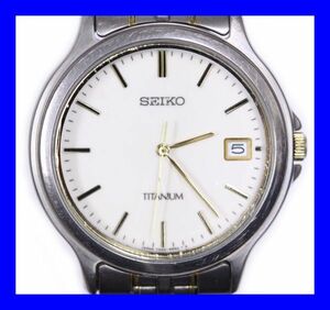 ●美品 ヴィンテージ SEIKO セイコー スピリット チタン 全面夜行 7N42 8A60 日付メンズウォッチ 紳士腕時計 TITANIUM チタニウム Z3457