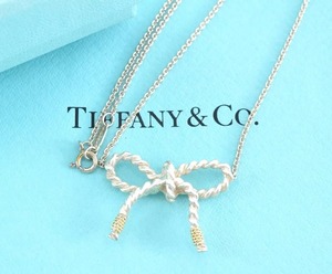 Tiffany & Co. ティファニー リボン ネックレス スターリングシルバー925 銀 K18 750 ゴールド 金 レディース 女性 正規品 箱付き 4477