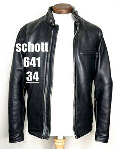 ②schott 米国製641【34】シングルライダース◇牛革ジャン ハーレーgpz カワサキ　忍者