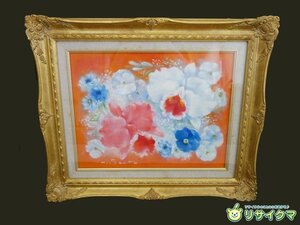 【中古】M▽斎藤光子 油彩 絵画 額縁 ORCHIDS 蘭 (37903)