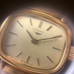 【1円スタート】 LONGINES 手巻き 腕時計　ゴールド文字盤＆ベルト