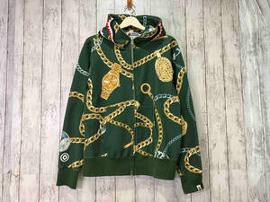 A BATHING APE アベイシングエイプ JEWELS SHARK FULL ZIP HOODIE シャークパーカー 001ZPJ801003M グリーン M