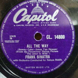 Frank Sinatra（フランク・シナトラ）♪All The Way♪// ♪Chicago♪ 78rpm record.（演奏動画）あり