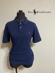 【良品】 Polo Ralph Lauren ポロ ラルフローレン 鹿の子 ポロシャツ トップス サイズM (10-12) 半袖 ネイビー