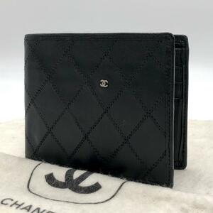 ［希少・美品］CHANEL シャネル ビコローレ ラムスキン　ココマーク　 折り財布　カード入れ　札入れ　 ブラック　ヴィンテージ　レア