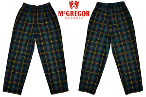 K-4050★超美品★McGREGOR SPORTSWEAR マックレガー★秋冬ウール 日本製 チェック ツータック テーパードスリム スラックス パンツ 63cm M