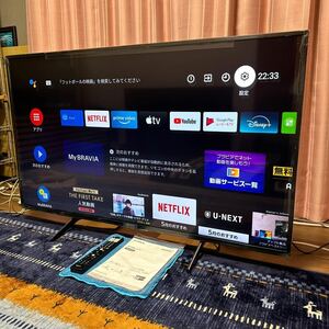 【超美品】SONY BRAVIA 49v型/KJ-49X8000H/Android 4K液晶TV/2020年/YouTube Netflix Amazon prime.Disney +等/ネット動画対応/無線LAN内蔵