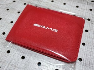 AMG レザーカードケース【レッド】薄型■メルセデスベンツABCGEVS W201W202W203W205W211W212W213W214W218W220W221W222W171W172W176W177W