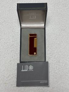 【133-55】1円〜 dunhill ダンヒル ライター 着火確認済み 喫煙 喫煙具 レッド×ゴールド 箱 保証書兼取扱説明書付き 同梱不可