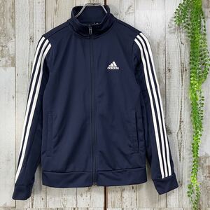 ☆adidas アディダス☆ジャージ トップス ネイビー M ジップアップ レディース 長袖 スポーツウェア 3本ライン [送料無料☆匿名配送]k3982