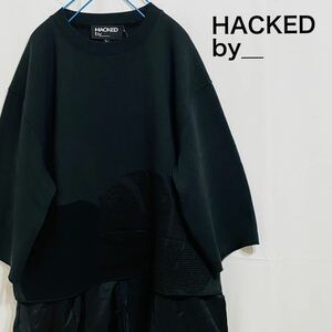 【新品】即決★ HACKED by ハクッドバイ★Tシャツ ブラック オランダ 切替 機能性 サイズ：L インターナショナルギャラリービームス 半袖