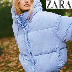 ザラ　ZARA レディース　ウォーターリペレント キルティングジャケット　ダウンジャケット　パステルブルー・水色　アウター・上着・中綿