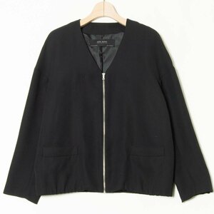 ZARA BASIC ザラベーシック USA M オーバーサイズ ノーカラーブルゾン ジャケット 黒/ブラック 総裏 レディース ライトアウター カジュアル