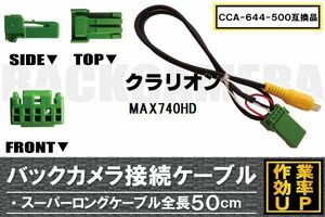 CCA-644-500 同等品バックカメラ接続ケーブル Clarion クラリオン MAX740HD 対応 全長50cm コード 互換品 カーナビ 映像 リアカメラ