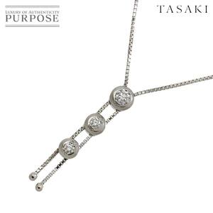 タサキ TASAKI ダイヤ 0.35ct トリロジー ネックレス 52cm K18 WG ホワイトゴールド 750 田崎真珠 Necklace 90244878