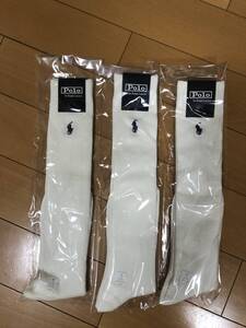 送料込 新品 POLO 靴下 ポロ ラルフローレン ハイソックス 3足セット 24-26cm 