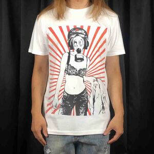 新品 ビッグ プリント ガスマスク 下着 女子 旭日 後光 マニアック マンガ 漫画 Tシャツ S M L XL オーバー サイズ XXL~5XL ロンT パーカー