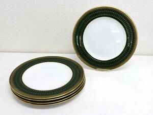 Spode/スポード 皿/プレート 5枚セット ROYAL WINDSOR BONE CHINA ENGLAND 緑系 金彩 直径約16.7cm 食器/洋食器 現状品 『ZR13』