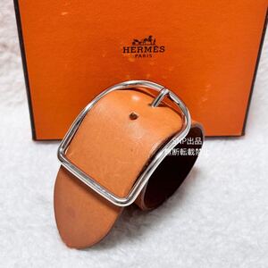 エルメス HERMES 良品 美品 アピ GM レザー ワイド ブレスレット 廃盤 E 刻印 2001年 マルジェラ期 ヴィンテージ ブラウン タン Vintage