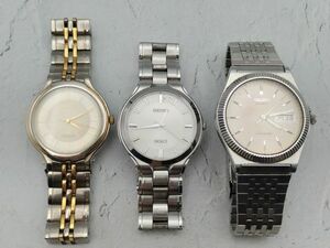 R6-91 1円～ 不動品 セイコー SEIKO ドルチェ クロノス クオーツ 腕時計 メンズ ステンレス チタン まとめて 3点セット