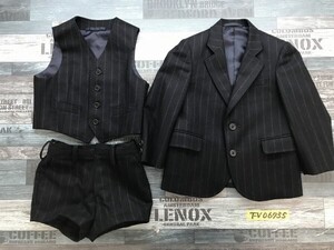 pierre cardin ピエールカルダン キッズ フォーマル ウール ジャケット・ベスト・ハーフパンツ 3点セット 上下セットアップ 105 黒紺