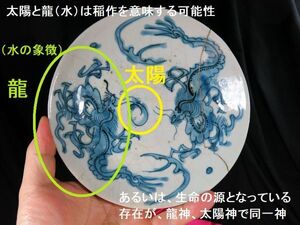 d 明朝太陽双龍文染付皿③　明時代　中国　磁器　/古渡　古染付　新渡　唐草文　色絵　豆彩　粉彩　白磁　染付　青花　呉須　青磁