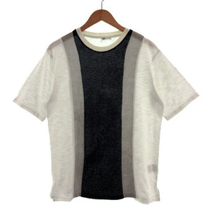 タケオキクチ TAKEO KIKUCHI Tシャツ ニット切替え 半袖 コットン混 ホワイト 白 ネイビー 紺 グレー オフ白 メンズ