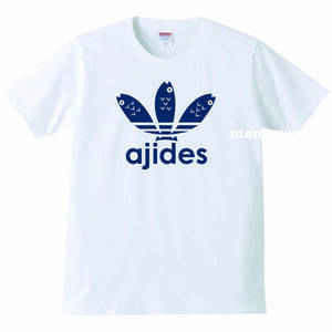 【送料無料】【新品】ajides アジデス 紺 Tシャツ パロディ おもしろ プレゼント メンズ 白 XLサイズ