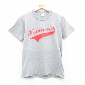 【30%OFF】S/古着 ラッセル 半袖 ビンテージ Tシャツ メンズ 80s Homewood クルーネック グレー 霜降り 24may20 中古 3OF