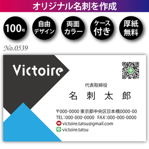 名刺 名刺作成 名刺印刷 100枚 両面 フルカラー 紙ケース付 No.0539