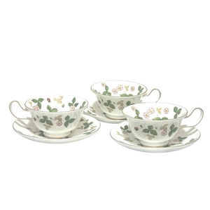 1円～★WEDGWOOD　ウエッジウッド　ワイルドストロベリー　カップ＆ソーサー　ティーカップ　3客セット　Y411-153