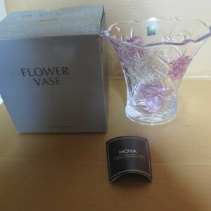 HOYA CRYSTAL クリスタルガラス 　花柄　花瓶