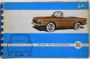 RENAULT R1092 NE.860 1960 OWNERS MANUAL