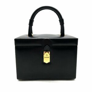 美品 LOEWE ロエベ アナグラム 金具 ヴィンテージ レザー バニティ ハンド バッグ ブラック a2239