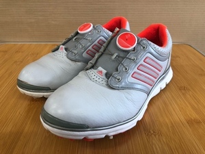 1●473　中古 ゴルフシューズ【adidas/アディダス】グレー/オレンジ 22.5cm [札幌・店頭引取可]