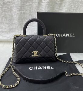 極美品 CHANEL シャネル mini coco handle レザーハンドバッグ ショルダーバッグ